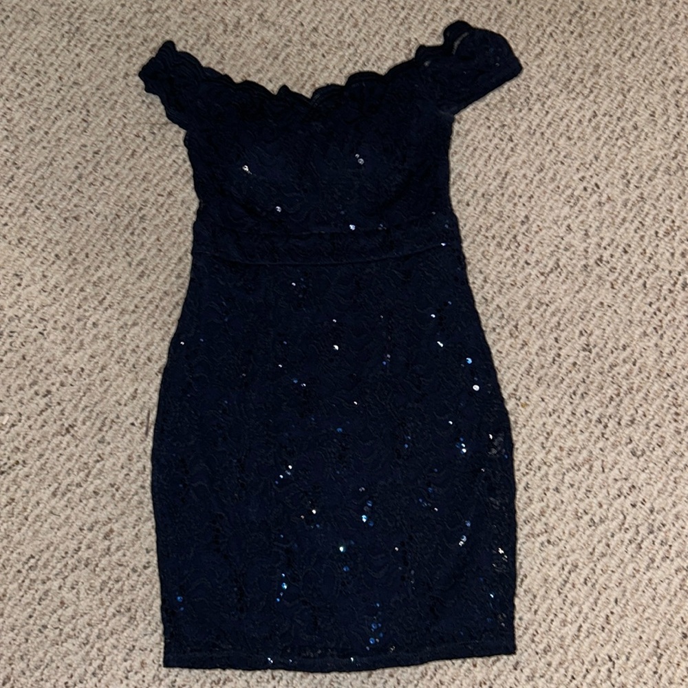 Dark Blue Sparkly Formal Homecoming Dress